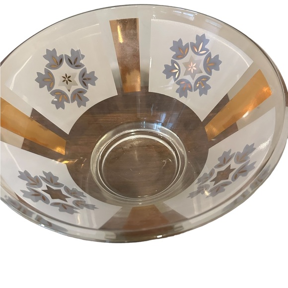 Vintage MCM Anchor Hocking Glass Chip Serving Bowl Gold Leaf Mid-Century 1960s - Picture 8 of 8